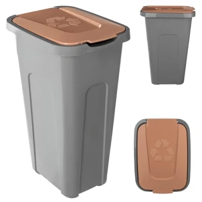 Immagine di KADAX pattumiera per la raccolta dei rifiuti, 30 l, robusta con coperchio ermetico, sistema di in plastica (1, marrone)
