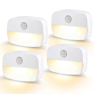 Immagine di Luce Notturna Bambini, [4 Pezzi] Bianco Caldo con Sensore di Movimento, Automatiche Batteria, Crepuscolare, per Armadio, Scale, Bagni,Corridoi,Cucina,Garage