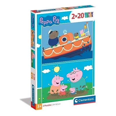 Immagine di Clementoni Peppa Pig Supercolor 2X20 (Include 2 20 Pezzi) Bambini 3 Anni, Puzzle Cartoni Animati Made in Italy, Multicolore, 24797