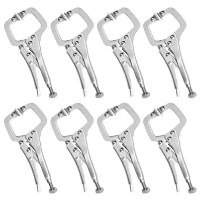 Immagine di Kurtzy Set Pinze Autobloccanti in Metallo da 13,3 cm, Vite Regolabile e Cuscinetti Girevoli (8pz) Kit Saldatura Morsetti Falegname a Sgancio Rapido Pinza Autobloccante per Fai Te Hobby