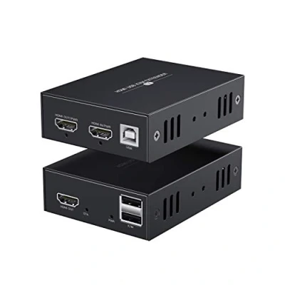 Immagine di PWAYTEK HDMI KVM USB Extender 147ft /45m Trasmissione su Single Cat5e / 6/7 Full HD 1080P Supporto Loop out Funzione EDID 3D