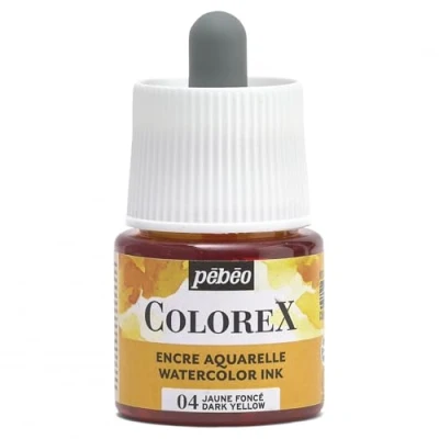 Immagine di Pébéo Inchiostro Colorex 45 ML Giallo Scuro Acquerello Rendering Velouté Disegno Multiutensile Tutti i Supporti
