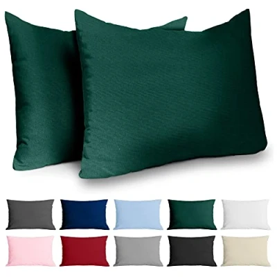 Immagine di Federe 50x70 Cotone Rinforzato (Set da 2) Verde Trama Fitta a 57 Fili/cm² Cuscini cm Cuscino Certificate Oeko Tex Dreamzie