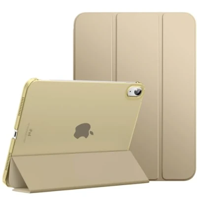 Immagine di MoKo Custodia Compatibile con iPad 10 Generazione 2022 10,9&quot;, Coperchio Tripieghevole, Retro Traslucido in Pelle PU e PC, Auto Riattivazione Standb, Argilla