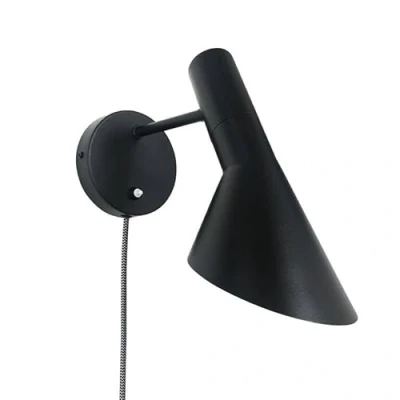 Immagine di B·LED BARCELONA LED lampada da parete con cavo, presa e interruttore, lettura, design elegante, moderno, nordico, orientabile, colore nero, per camera letto, E27