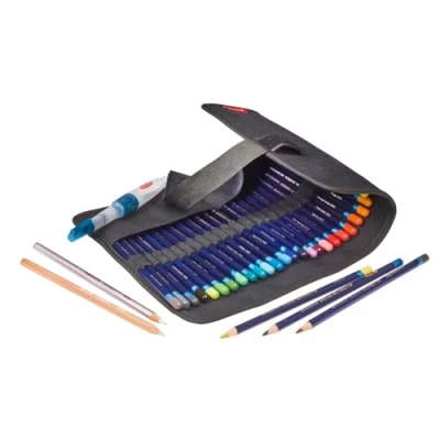 Immagine di Derwent Astuccio Arrotolabile , Può Contenere fino a 24 Matite Colorate, Adatto per Realizzare Schizzi e Disegni anche in Viaggio, Nero, 2306206