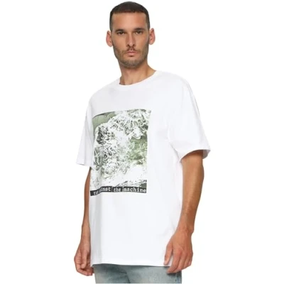 Immagine di Upscale by Mister Tee RAGE Against THE Machine Oversize Tshirt con stampa, Uomo, Taglia: Large, White