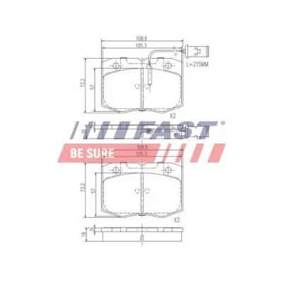 Immagine di FAST FT29079 Kit pastiglie freno Assale anteriore con sensore usura integrato IVECO: DAILY 2 Pritsche/Fahrgestell, Kasten/Kombi