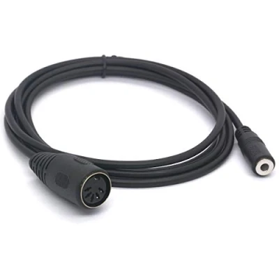Immagine di cavo adattatore MIDI a 5 pin DIN femmina jack da 3,5 mm (1/8&quot;) audio per sistemi stereo Bang &amp; Olufsen, Naim, Quad. (1,5 metri)