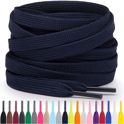 Immagine di Miscly Lacci Piatti per Scarpe Sportive, Disponibili in Varie Lunghezze e Colori (Blu Navy, 69 cm)