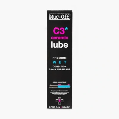 Immagine di Muc Off C3 Ceramic Wet Chain Lube, 50 ml Grasso Ceramico per Catena di Alta Qualità, Lubrificante Bici con Colorante Tracciante UV Formulato Condizioni Atmosferiche Difficili e Umide