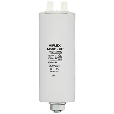 Immagine di Miflex, Condensatore di avviamento per motore 16µF 450 V 35 x 83 mm, presa M8