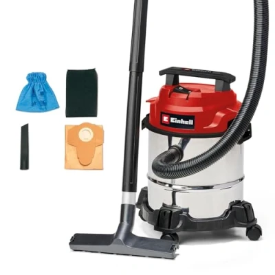 Immagine di Einhell Aspirapolvere a secco TC VC 1812/1 S (1250 W, potenza di aspirazione: 180 mbar, 4 ruote, serbatoio da 12 L, con ugello lancia e combinato, filtro in schiuma, sacchetto per