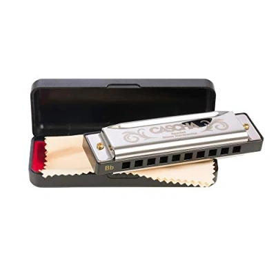 Immagine di CASCHA Special Blues Country Mouth Armonica a bocca in Sib maggiore con custodia e panno per la pulizia, colore: Argento
