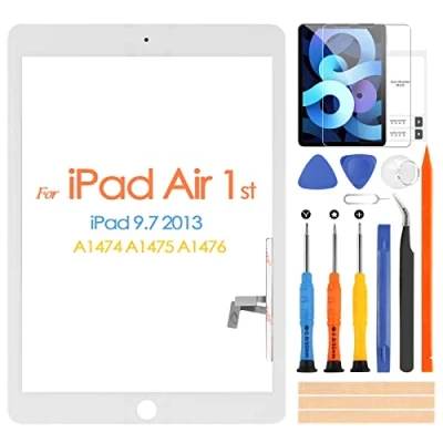 Immagine di Touch Screen Digitizer per iPad Air 1st 5, Touchscreen iPad5 9.7 A1474 A1475 A1476, Schermo tattile Frontale, include Strumenti di Riparazione, Senza Pulsante Home (Non LCD)