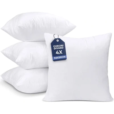 Immagine di Utopia Bedding Set di 4 Cuscini, 50 x cm Imbottitura per Cuscini Divano, Cuscino Interno (Bianco)