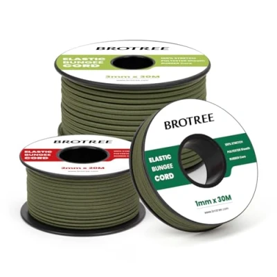 Immagine di Brotree Corda Elastica 2mm x 10m Cordoncino Elastico Rotonda Filo per Perline, Braccialetto, Artigianato e Progetti Fai da te Verde Militare