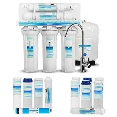 Immagine di Geekpure Sistema di filtraggio dell&#039;acqua potabile ad osmosi inversa a 5 stadi Plus 7 filtri extra 75 GPD