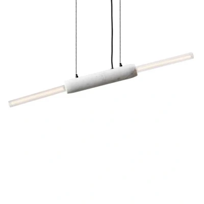 Immagine di DESIGN BY US Lampada a sospensione Limbo, marmo, bianco, 2 luci, regolabile in altezza