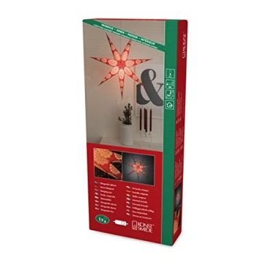 Immagine di Konstsmide 2920 520 Stella di Natale Lampada ad incandescenza, LED (monocolore) Rosso, Bianco con supporto