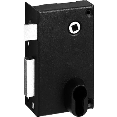 Immagine di Abus FE9814202A SA V CE G serratura a parete con maniglia/serratura verticale chiave per apertura esterna sinistra 70 x 120 mm, nera