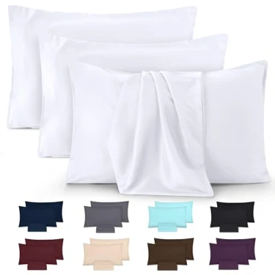 Immagine di Utopia Bedding federa cuscino set de 4 Copricuscino in morbida microfibra spazzolata con chiusura a busta (Bianco, 50 x 80 cm)