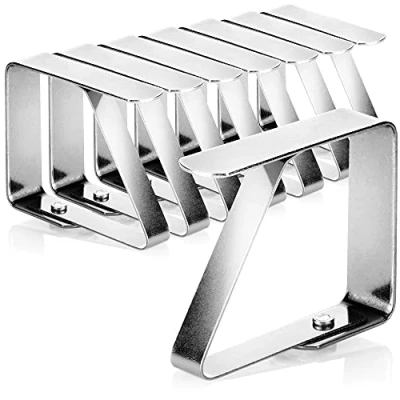 Immagine di COM FOUR® 8x clip per tovaglie in acciaio inossidabile porta panni resistenti alle intemperie da tavolo interno ed esterno morsetti metallo