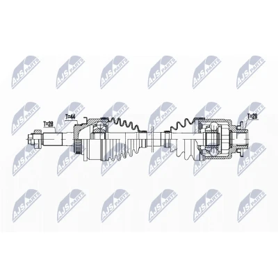 Immagine di NTY NPW MZ 092 Albero motore / Semiasse Assale anteriore Sx 490 Cambio manuale, Trasmissione automatica FORD: Ranger Mk2