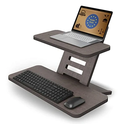 Immagine di supporto per scrivania in piedi, legno, computer portatile, da tavolo, scrivania, regolabile altezza, prodotto UE (nero)