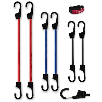 Immagine di Magma 6 Corde Elastiche Cavi Extra Forti con Ganci Elastici di Fissaggio Per Auto Assicurare Portapacchi e Teloni Campeggio, Uso Militare Attività all’Aperto 2x(30cm,45cm,60cm)