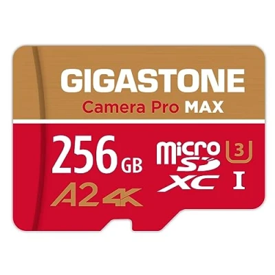 Immagine di [5 Anni Recupero Dati Gratuito] GIGASTONE 256GB Scheda MicroSDXC, Camera Pro MAX, di Memoria A2 V30 per Gopro, Action Cam, 4K UHD Video, Fino a 130/85 MB/s, UHS I U3 C10 con Adattatore