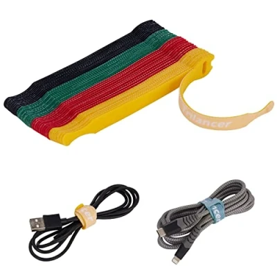 Immagine di Fascette per Cavi Riutilizzabili，40 Pezzi 150mm x 12 mm Trilancer Fermacavi di Chiusura, ufficio Domestico Tablet PC TV 15cm(Multicolore)
