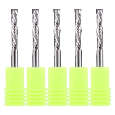 Immagine di EU_HOZLY fresa elicoidale a compressione Up&amp;Down 4 mm, diametro di taglio gambo lunghezza 22 CNC per intagliare il legno, incisione, 5 pezzi