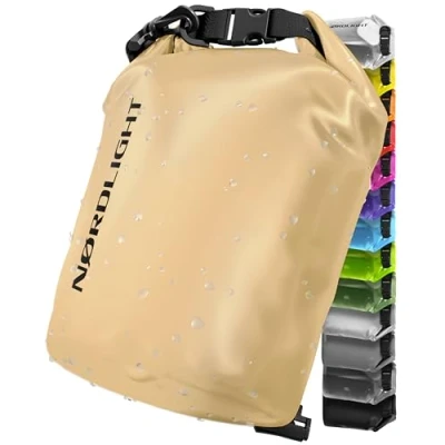 Immagine di Nordlight Dry Bag Sacca Impermeabile (5L, Beige) Zaino Impermeabile, Stagna Borsa con Chiusura a Rotolo Spiaggia, Canoa, Stand Up Paddling, Immersioni