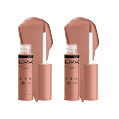 Immagine di NYX Professional Makeup Butter Gloss, Lucidalabbra non Appiccicoso, Madeleine, Confezione da 2