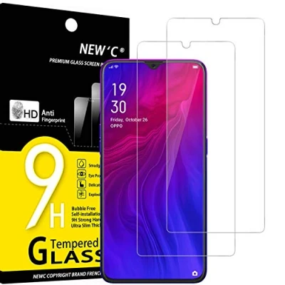 Immagine di NEW&#039;C 2 Pezzi, Vetro Temperato per Oppo Reno Z, R15X, Pellicola Prottetiva Anti Graffio, Impronte, Senza Bolle, Durezza 9H, 0,33mm Ultra Trasparente, Resistente
