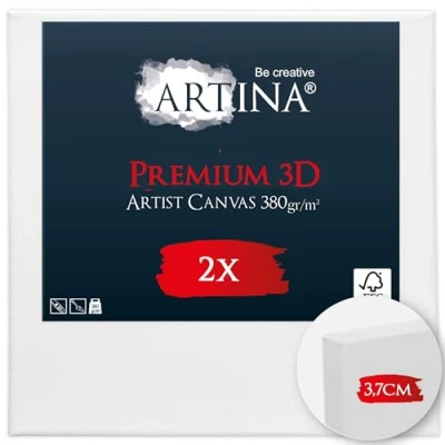 Immagine di Artina Set da 2 Tele per Dipingere 90x90 cm 100% Cotone, Spessore Alto 3D Premium 380g/m² Tela Pittori FSC® Telaio in Legno Comodo e Resistente Pittura