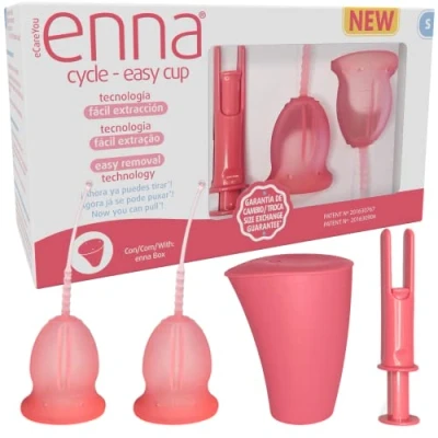 Immagine di ENNA CYCLE EASY Taglia S 2 coppette mestruali + contenitore di sterilizzazione applicatore