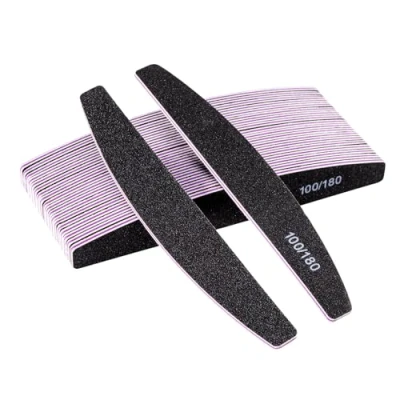 Immagine di 20 lime per unghie, lima unghie professionale a doppio lato, riutilizzabile 100/180 grit i saloni di manicure, fai da te nail art, colore: nero