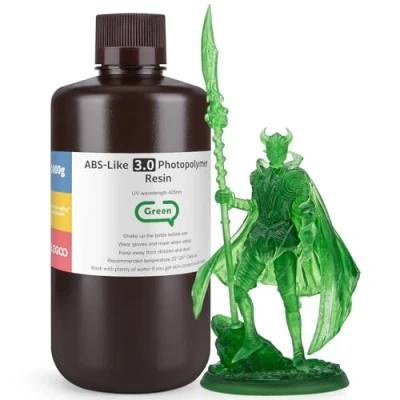 Immagine di ELEGOO Resina ABS Like 3.0, LCD UV Rapida Alta Precisione, Non Brittle, Migliorata Forza e Durezza per LCD/DLP Stampante 3D Fotopolimerica, Verde Chiaro 1000G