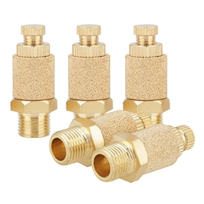 Immagine di FTVOGUE 5 pezzi Silenziatore aria, filetto maschio Ottone pneumatico Riduttore di rumore Filtro Connettore (1/8 BSP)
