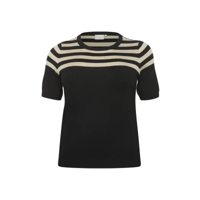 Immagine di Kaffe Curve Lizzy Striped Tshirt con stampa, Donna, Taglia: 54/56, Black feather gray half stripe