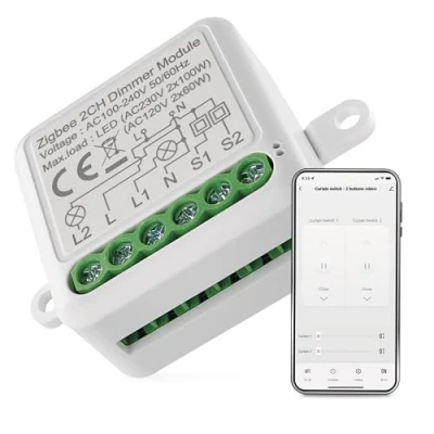 Immagine di EMOS GoSmart Modulo dimmer/Zigbee Smart Switch con app, dimmerabile, per controllo remoto, vocale dell&#039;illuminazione Alexa e Google Home, doppio interruttore