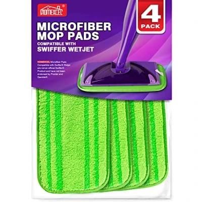 Immagine di HOMEXCEL Cuscinetti per mocio in microfibra compatibili con Swiffer Wet Jet, riutilizzabili e lavabili lavatrice, ricambi a umido secco su più superfici, confezione da 4