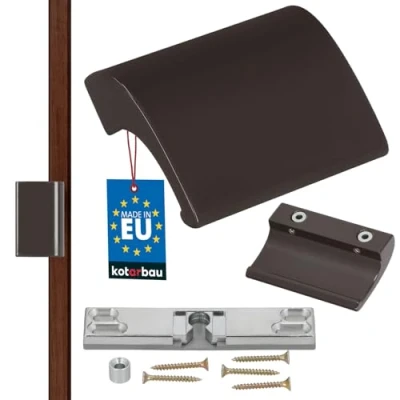 Immagine di KOTARBAU Maniglia per porta del balcone, in alluminio, marrone, terrazze, fumatori e porte, chiusura universale