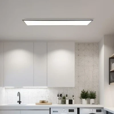 Immagine di Lightbox Basic pannello LED a superficie 120 x 30 cm parete e soffitto senza tempo con cornice nera luce bianca neutra (4000 K) 4600 lm per ogni stanza in alluminio/plastica