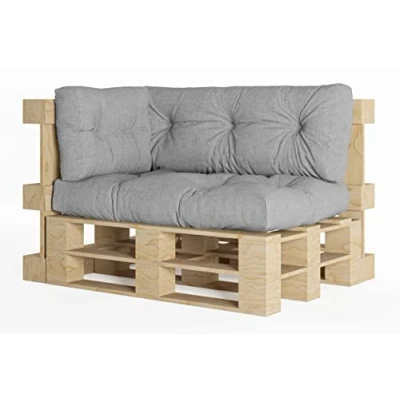 Immagine di chilly pilley Cuscino Trapuntato Per Mobili In Pallet Riempito Con Fiocchi Di Schiuma Divano Schienale Sedile Laterale Set (Set 3 Argento)