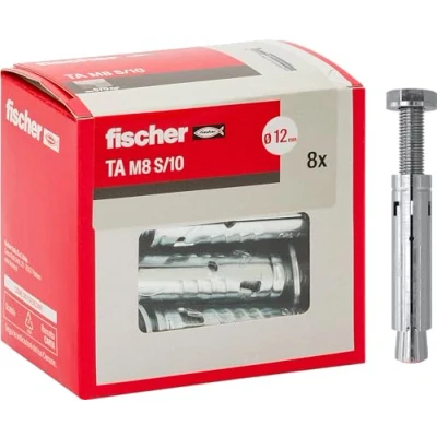 Immagine di Fischer 8 Pz. Tasselli in Acciaio TA M8 con Vite Testa Esagonale, Diametro Tassello 12 mm, Bulloni di Espansione, 71253