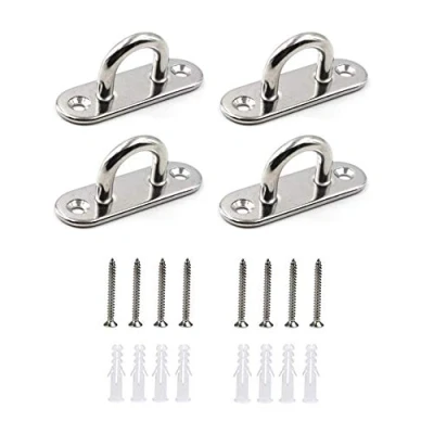 Immagine di HOMPER 4 Pezzi Placca Occhiello in Acciaio Inossidabile 304 Oblungo Piastre ad Inox per Hardware Marino Fissaggio