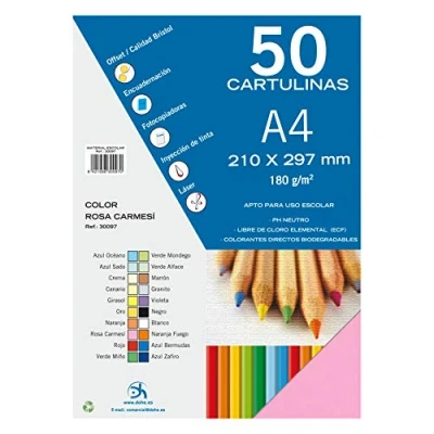 Immagine di Dohe Set Di 50 Cartoncini, Formato A4 Rosa Carmesí